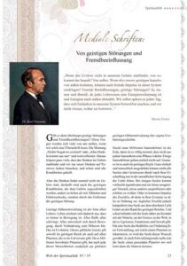 Artikel von Martin Fieber: "Mediale Schriften - Von geistigen Störungen und Fremdbeeinflussung" Quelle: Welt der Spiritualität 01 / 18