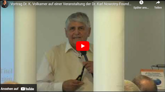 Dr. K. Volkamer spricht auf einer Veranstaltung der Dr. Karl Nowotny Foundation e.V. über sein Werk "Die feinstoffliche Erweiterung unseres Weltbildes und der Naturwissenschaften".